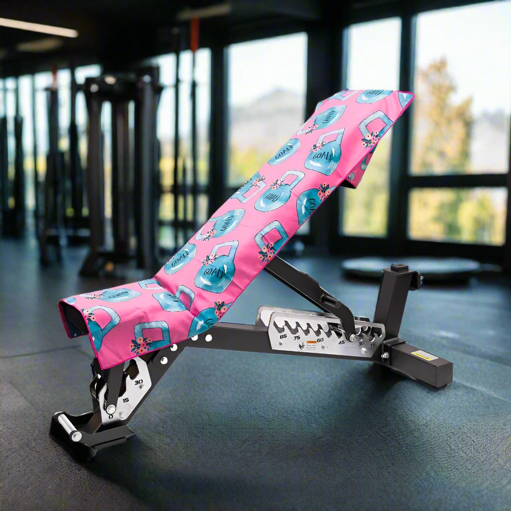 gym_bench_cover_with_pink_and_teal_pattern_in_gym